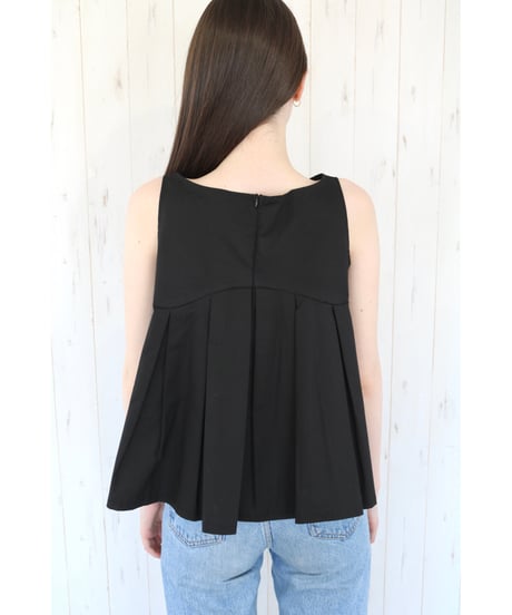 wave frill pleats tops black