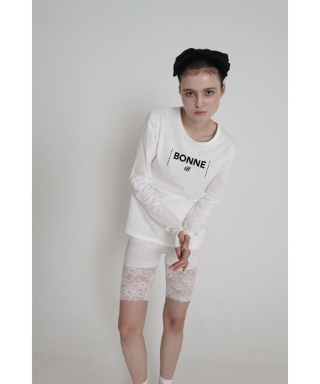 "BONNE B"finger hole long tee White