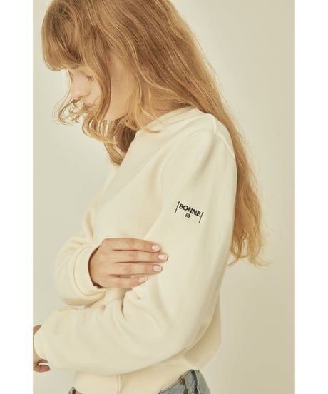 BONNE cat embroidery sweat ivory