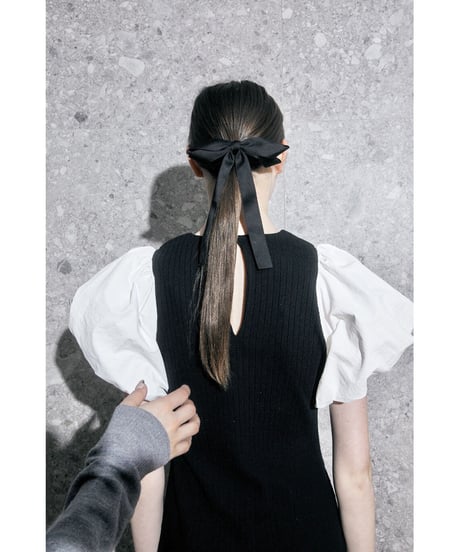 balloon sleeve long one-piece black