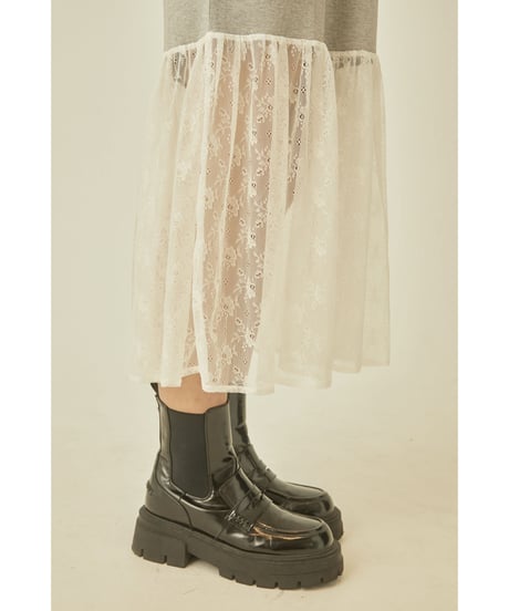 BONNE embroidery lace onepiece gray
