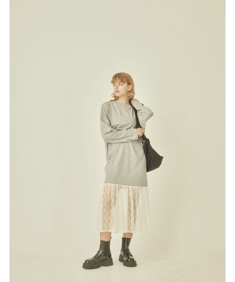 BONNE embroidery lace onepiece gray