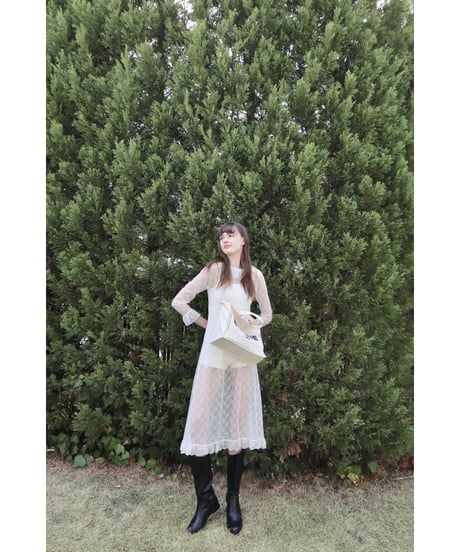 all lace frill long one-piece
