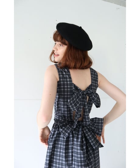 back double ribbon  one-piece check