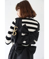 back double ribbon one-piece black