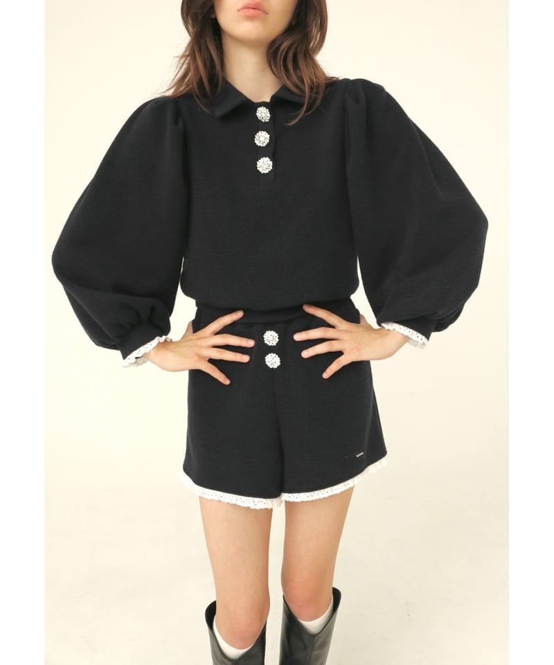 bijou button knit setup navy | BONNE