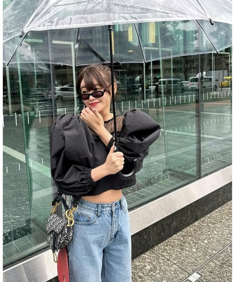 arm volume dot see-through docking blouse black