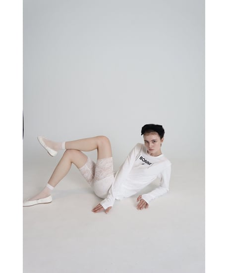 "BONNE B"finger hole long tee White