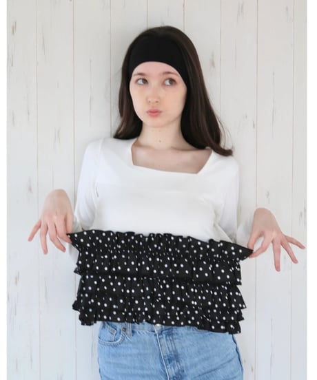 volume frill squareneck tops dot