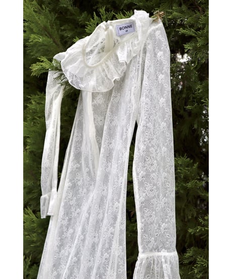 all lace frill long one-piece