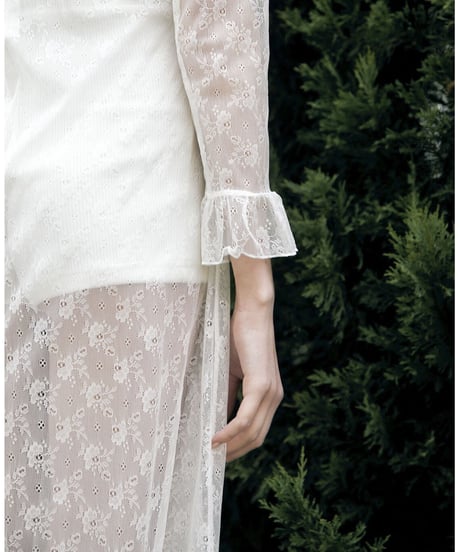 all lace frill long one-piece