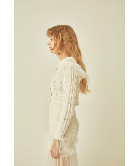 tulle cable knit cardigan ivory