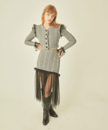 tulle cable knit skirt gray