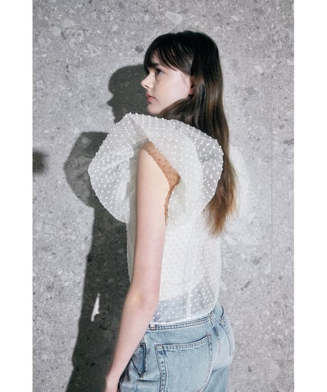 balloon sleeve ribbon blouse ivory