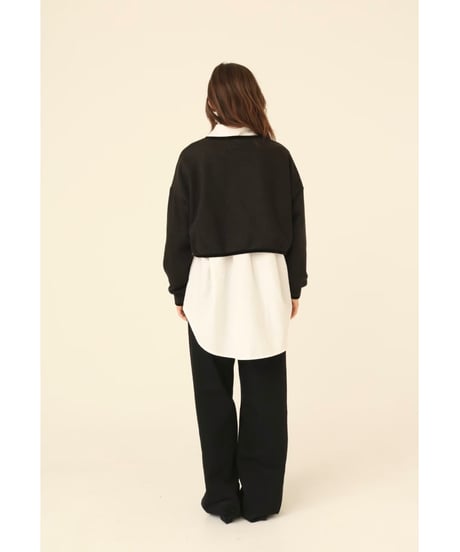 velours piping glitter embroidery sweat black