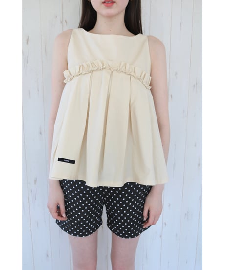 wave frill pleats tops beige