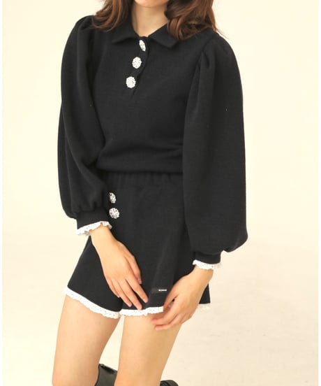 bijou button knit setup navy