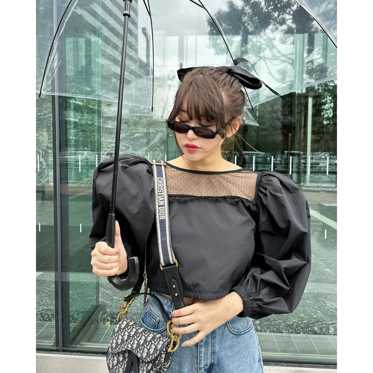 arm volume dot see-through docking blouse black...