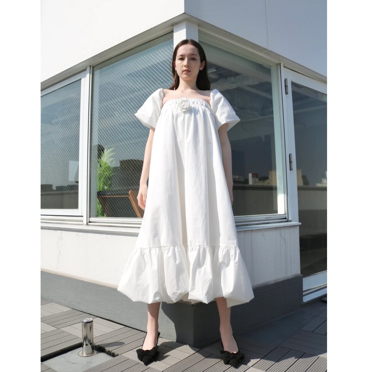 4way rose balloon one-piece white | BONNE