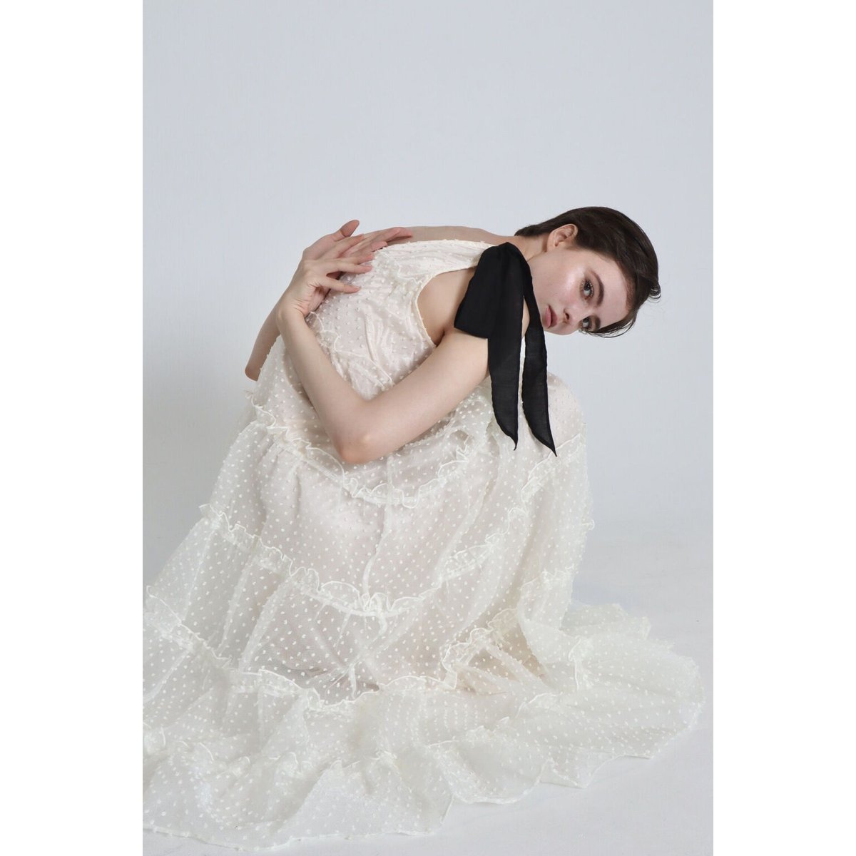 shoulder ribbon tiered one-piece dot tulle | BONNE