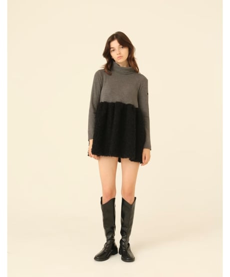 boa docking high neck tunic gray
