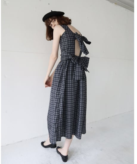 back double ribbon  one-piece check