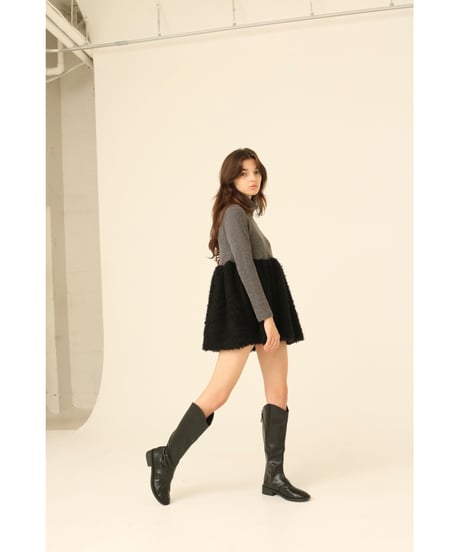 boa docking high neck tunic gray