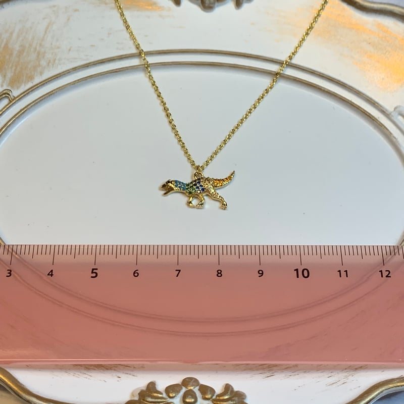 キュービックジルコニア付き 恐竜ネックレス | dino-world