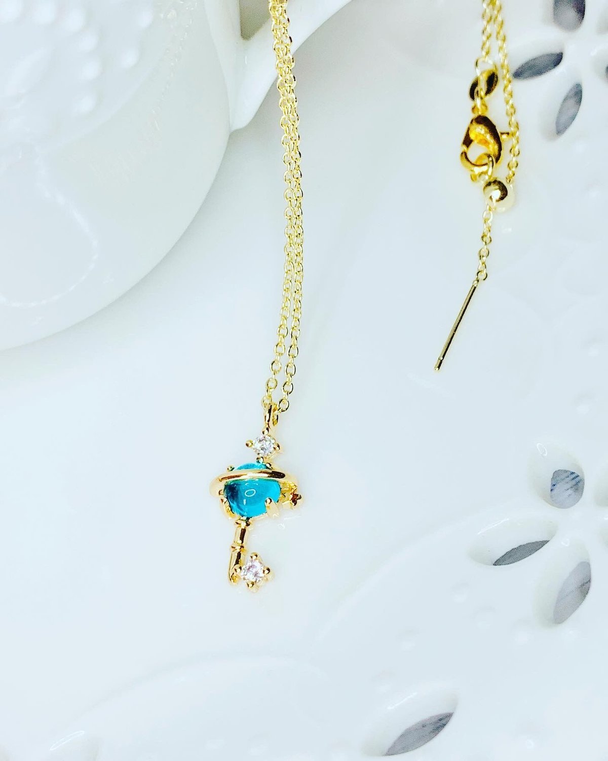 ジルコニア付き 土星デザイン キーチャームネックレス | dino-world