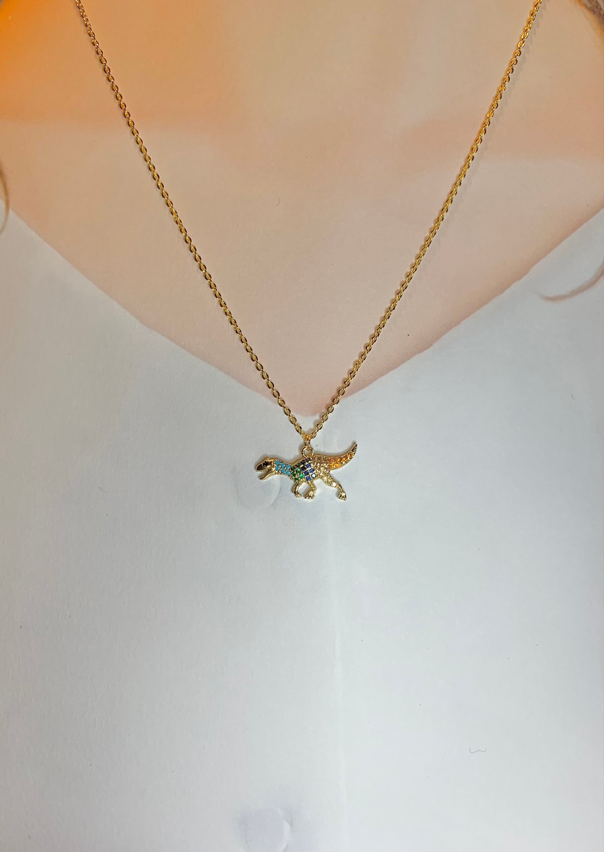 キュービックジルコニア付き 恐竜ネックレス | dino-world