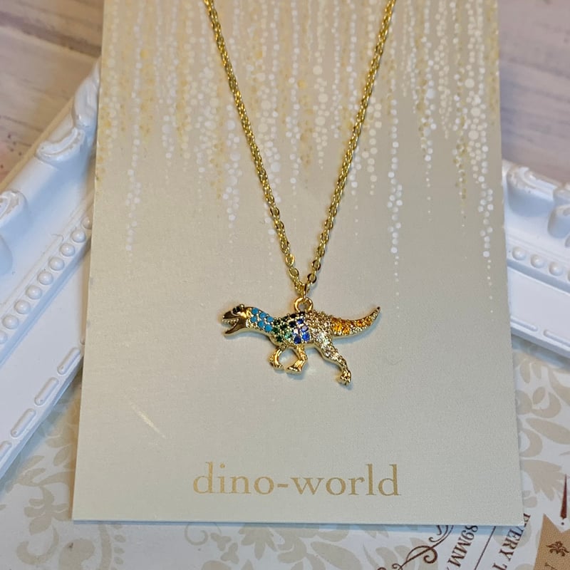 キュービックジルコニア付き 恐竜ネックレス | dino-world
