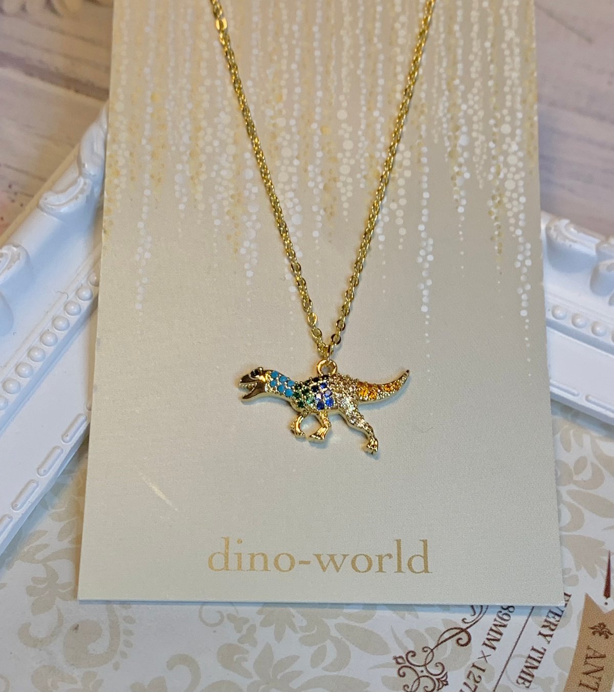 キュービックジルコニア付き 恐竜ネックレス | dino-world