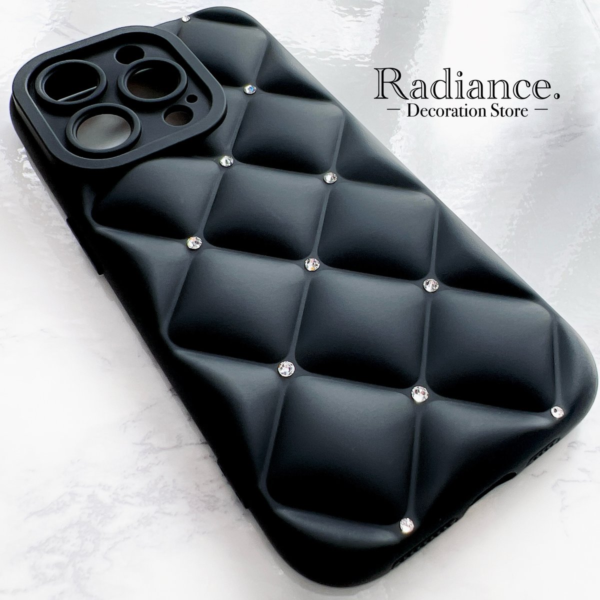 ブラック キルティング iPhoneケース キルティングiPhoneケース マットブラック | Radiance. - Decorati