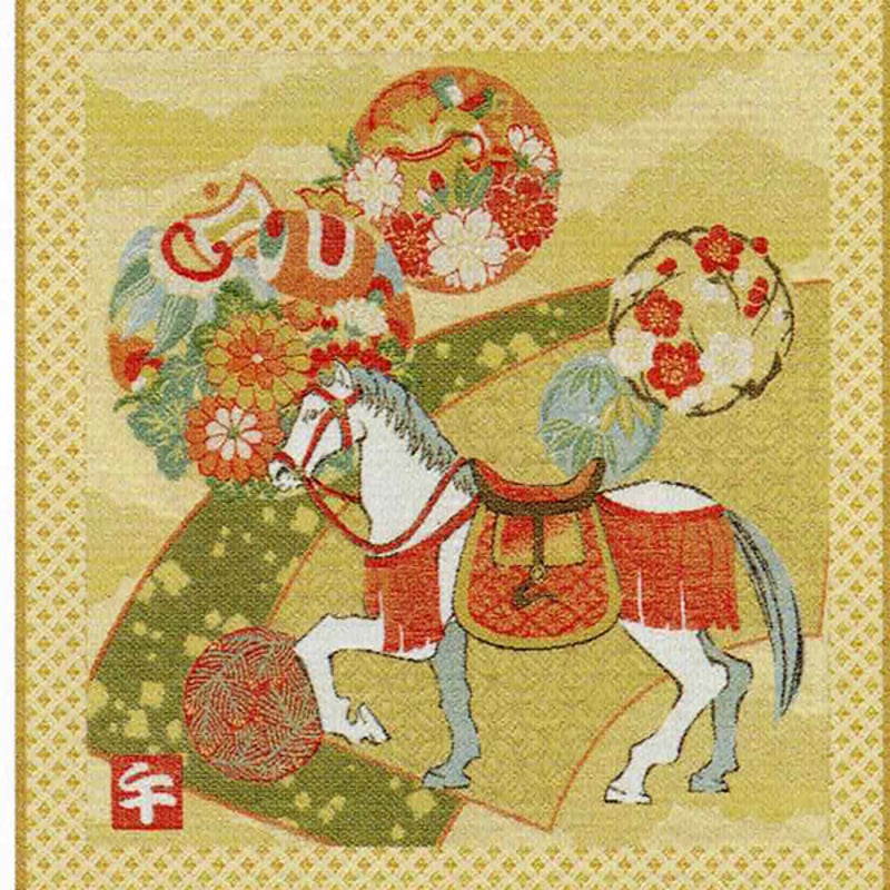綾錦織カレンダー「四季彩馬」(CF32) | 川島織物 京都 西陣織カレンダー
