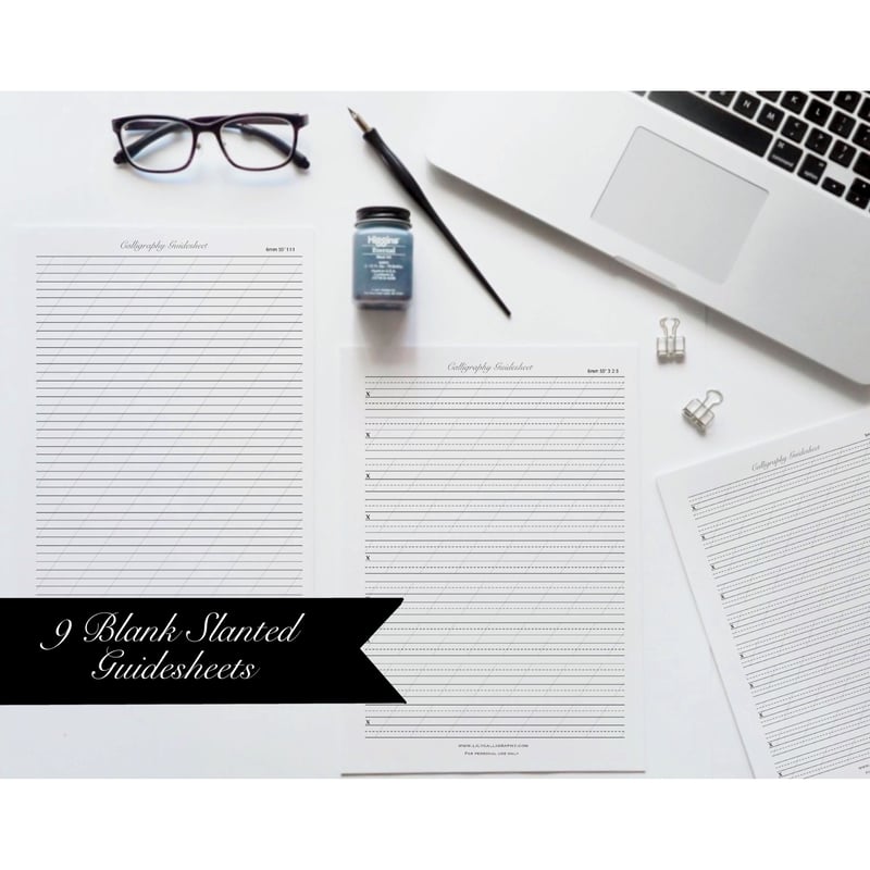 カリグラフィー練習キット カリグラフィー練習用ガイドシート9種類セット | LILY CALLIGRAPHY