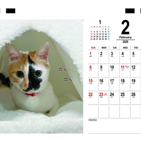 【予約販売】 きらら＆れもん＆ララ＆＆モモ 猫 2026年 卓上カレンダー TC26229
