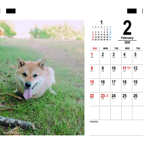 【予約販売】 柴犬の春子＆福 2026年 卓上カレンダー TC26154
