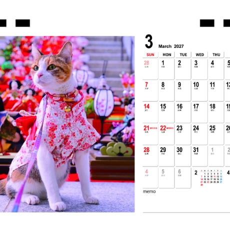 【予約販売】 小雪ちゃん 猫 2027年 卓上 カレンダー TC27009