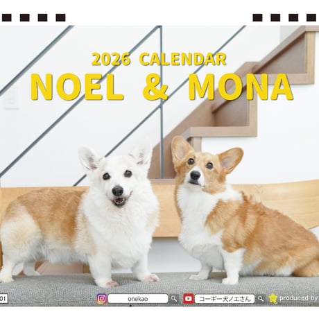 【予約販売】 ノエル&モナ コーギー 犬 2026年 卓上全面 カレンダー TA26334