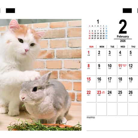 【予約販売】 うさぎのコガラナ天パのうさハムch 2026年 卓上カレンダー TC26191