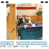 【予約販売】 トーラスとジュニパー フレンチブルドッグ 犬 2027年 卓上 カレンダー TC27035