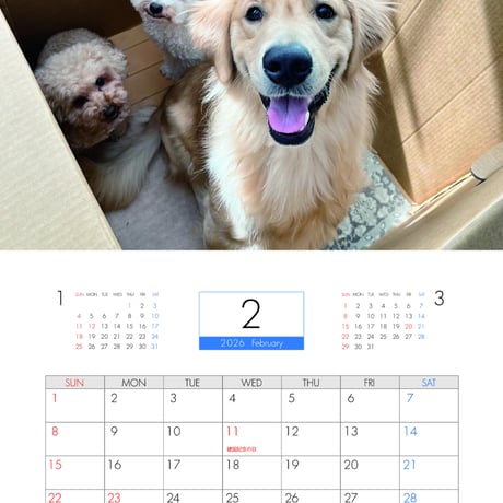 【予約販売】 いちご&ミルク＆ぷりん 犬 2026年 壁掛けカレンダー KA26235