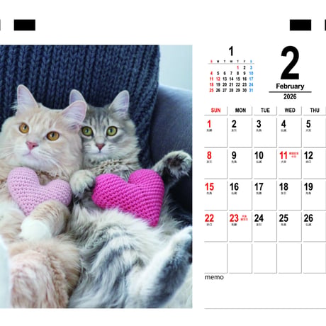 【予約販売】 nocoa家の猫たち 2026年 卓上カレンダー TC26116