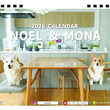 【予約販売】 ノエル&モナ コーギー 犬 2026年 卓上半面 カレンダー TA26335