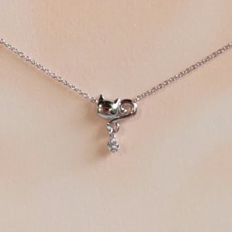 シルバー アクアマリン ネックレス 箱付き