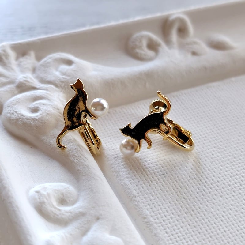 パール&ぷちネコイヤリング | 猫雑貨専門店 猫の手さき