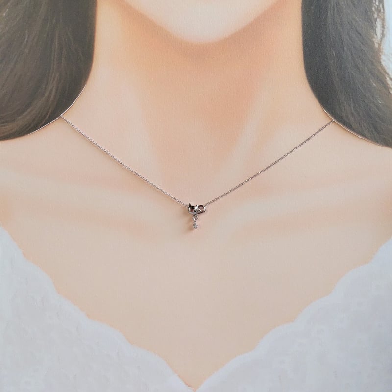 シルバー アクアマリン ネックレス 箱付き