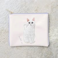 CAT CHARITY ミニフラットポーチ　白猫