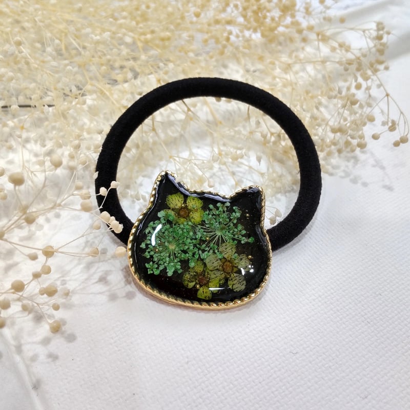 ひなた様 レジン ヘアゴム 黒猫ちゃん 紅葉と彼岸花No.1574 ひなた様