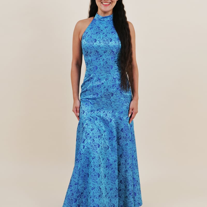 DR061】バラ柄シャンブレージャガードシャンタン/マーメイドドレス | I MUA